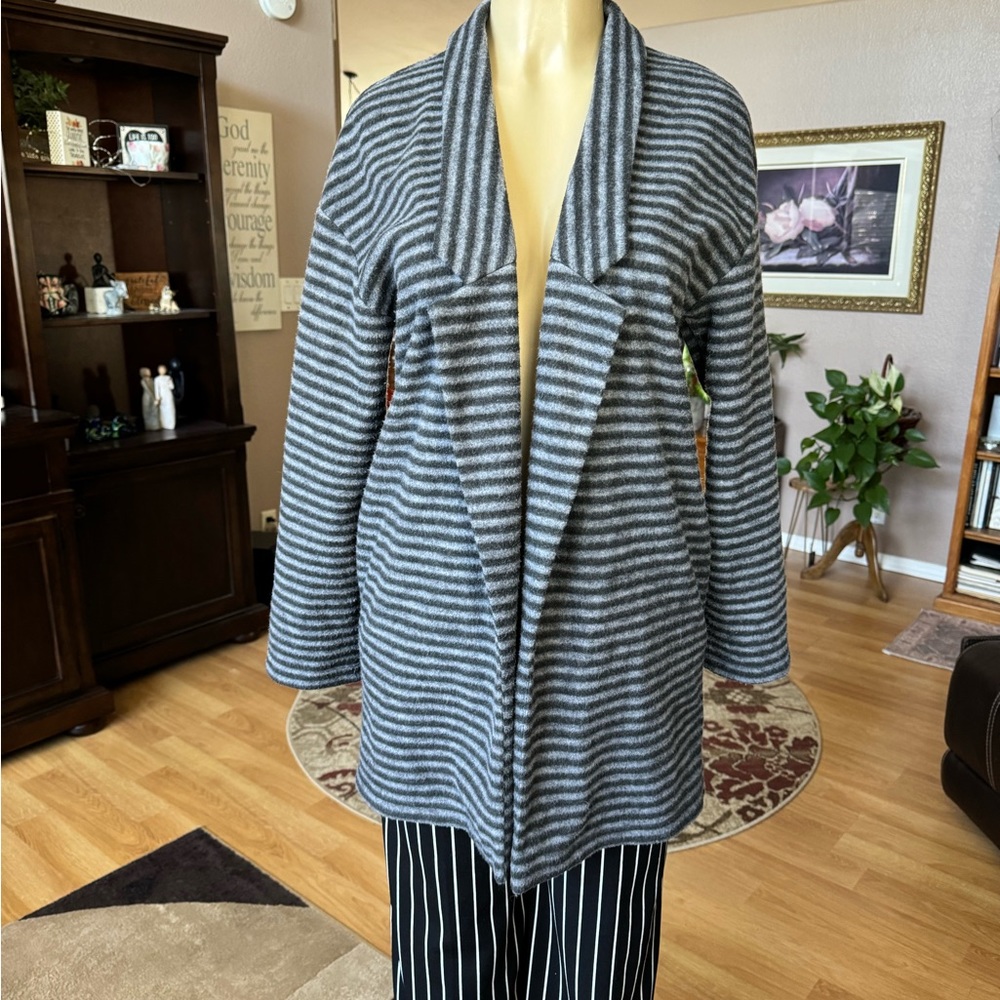 Evil Twin black & gray long sleeve cardigan w/pockets-size S/M